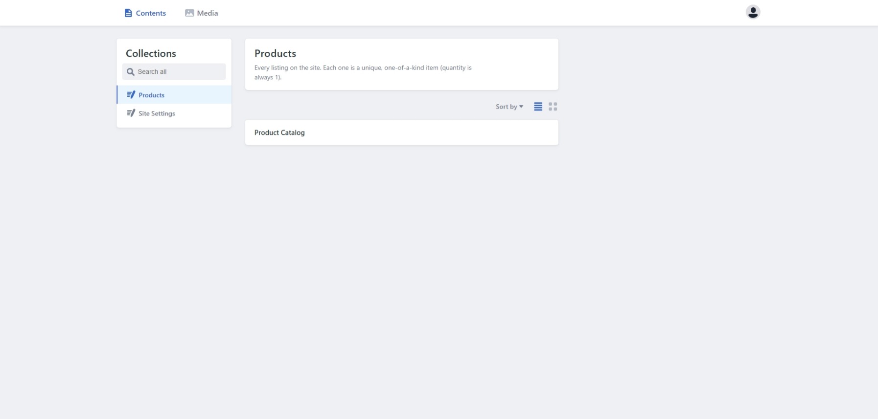 The dashboard's index page once logged in.